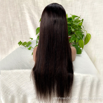 China Natural Color Long Swiss Lace Straight Hair Wig For Black Women 100% Raw Indian Human Hair Lace Front Wig